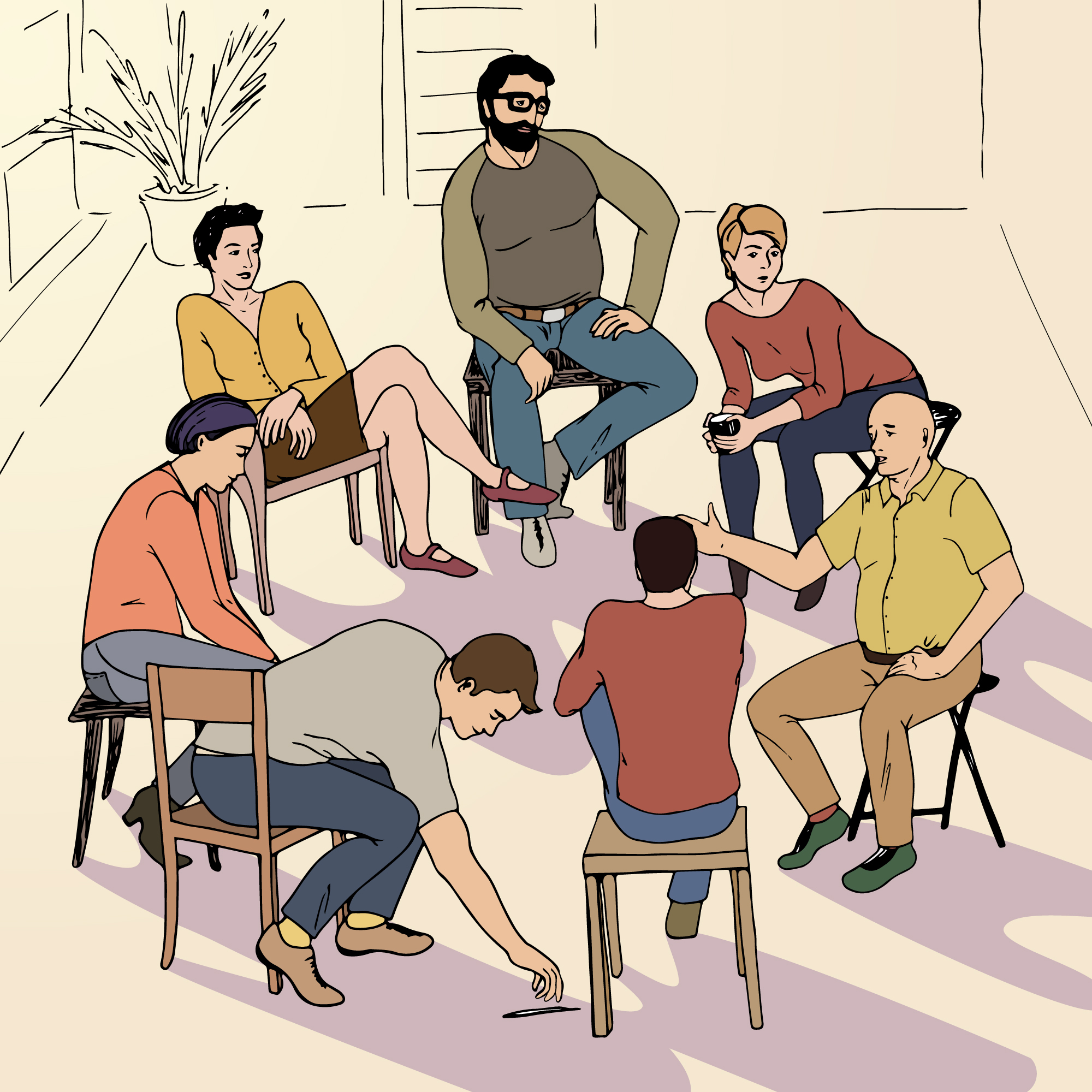 Hand drawn illustration of group therapy made in vector