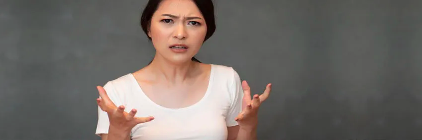 A woman acting surprised